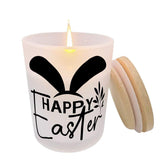 Easter Frosted Jar Scented Candle with Lid (6oz), Simple Minimilist Bunny Spring Design Aromatherapy Candle