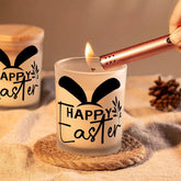 Easter Frosted Jar Scented Candle with Lid (6oz), Simple Minimilist Bunny Spring Design Aromatherapy Candle