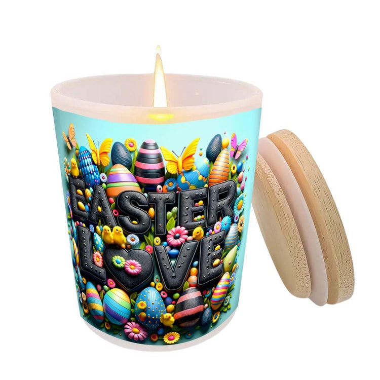 Easter Frosted Jar Scented Candle with Lid (6oz), 3D Design Spring Accent Aromatherapy Candle