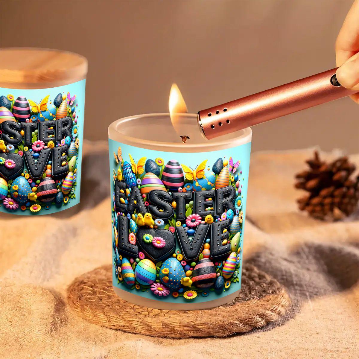 Easter Frosted Jar Scented Candle with Lid (6oz), 3D Design Spring Accent Aromatherapy Candle
