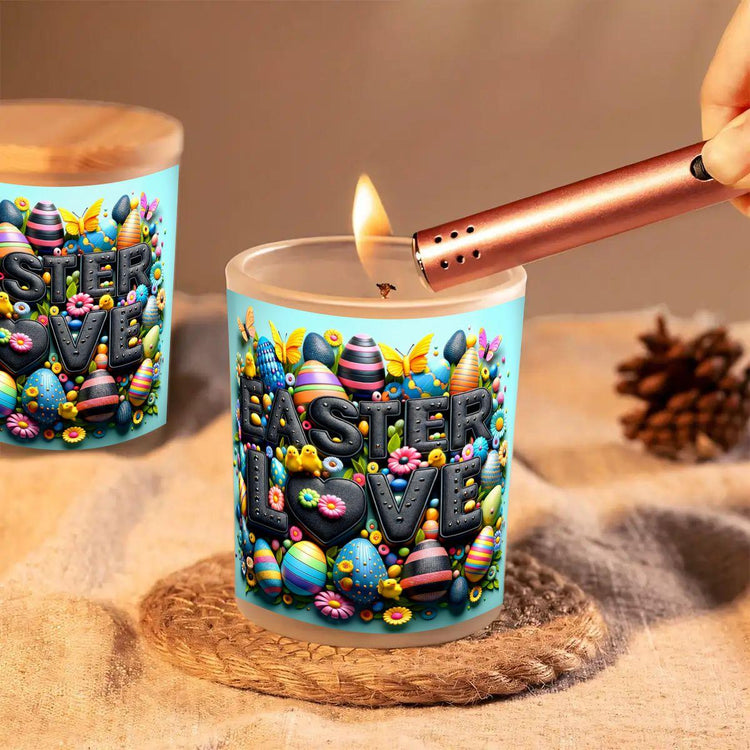 Easter Frosted Jar Scented Candle with Lid (6oz), 3D Design Spring Accent Aromatherapy Candle
