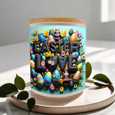 Easter Frosted Jar Scented Candle with Lid (6oz),  3D Design Spring Accent Aromatherapy Candle