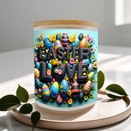 Easter Frosted Jar Scented Candle with Lid (6oz),  3D Design Spring Accent Aromatherapy Candle