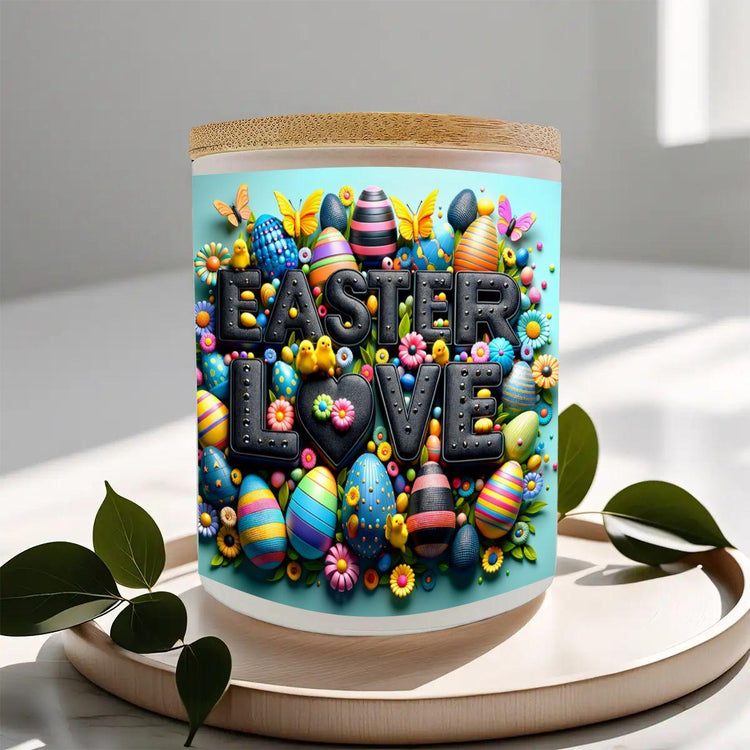 Easter Frosted Jar Scented Candle with Lid (6oz),  3D Design Spring Accent Aromatherapy Candle