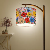 Floral Oil Painting Simulation Arc Floor Lamp (Made in USA), Designer Style Fashion Home Decor, Great Gift