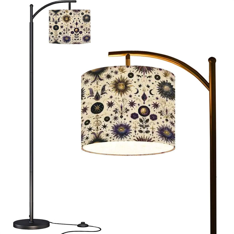 Celestial Sublimation Arc Floor Lamp (Made in USA), Home Decor Stylish all over print Design Tall Living Room Bedroom Den Accent Lighting