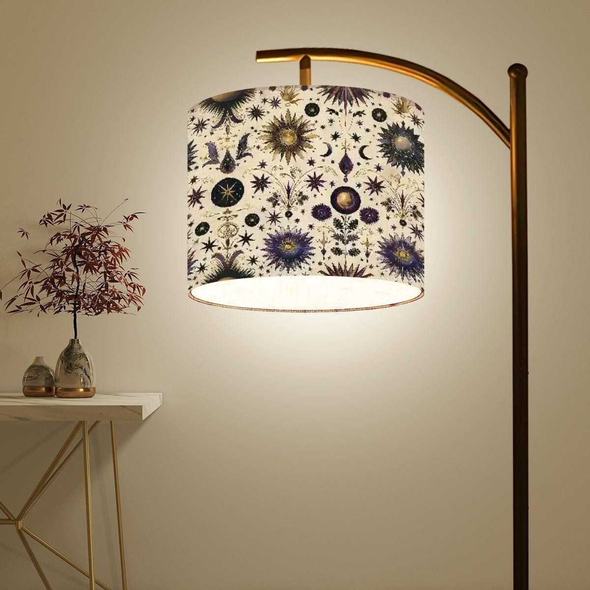 Celestial Sublimation Arc Floor Lamp (Made in USA), Home Decor Stylish all over print Design Tall Living Room  Bedroom Den Accent Lighting