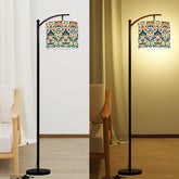 Native Floral Sublimation Arc Floor Lamp | Vibrant Bohemian Lighting | Handmade in USA | Modern Home Decor