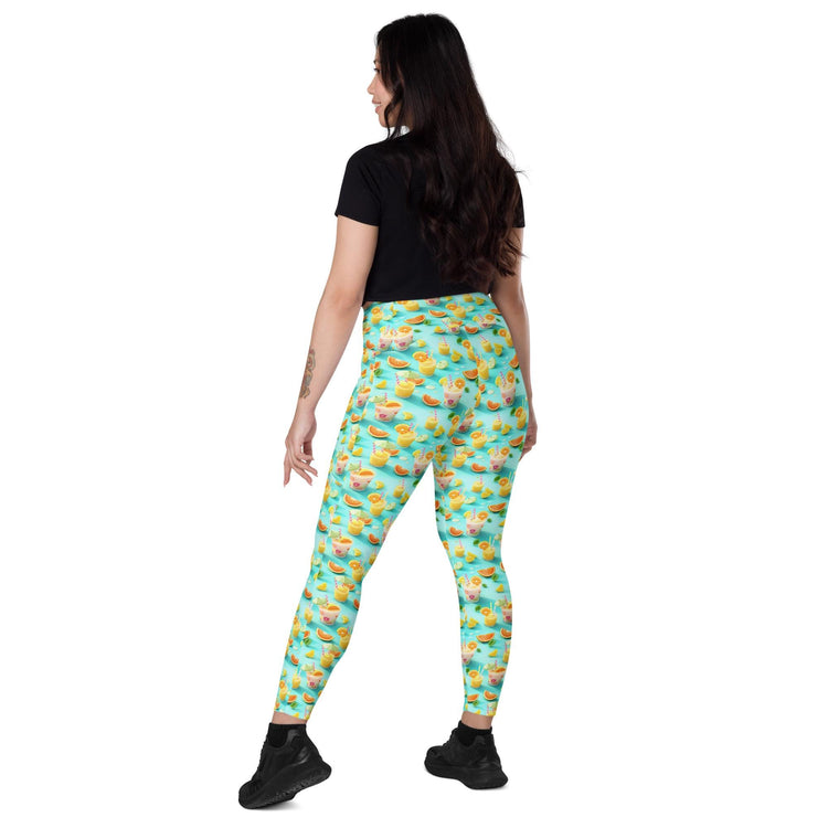 Vibrant Summer Fruity Delight Leggings with Pockets – Fun Printed Yoga Pants, Women&