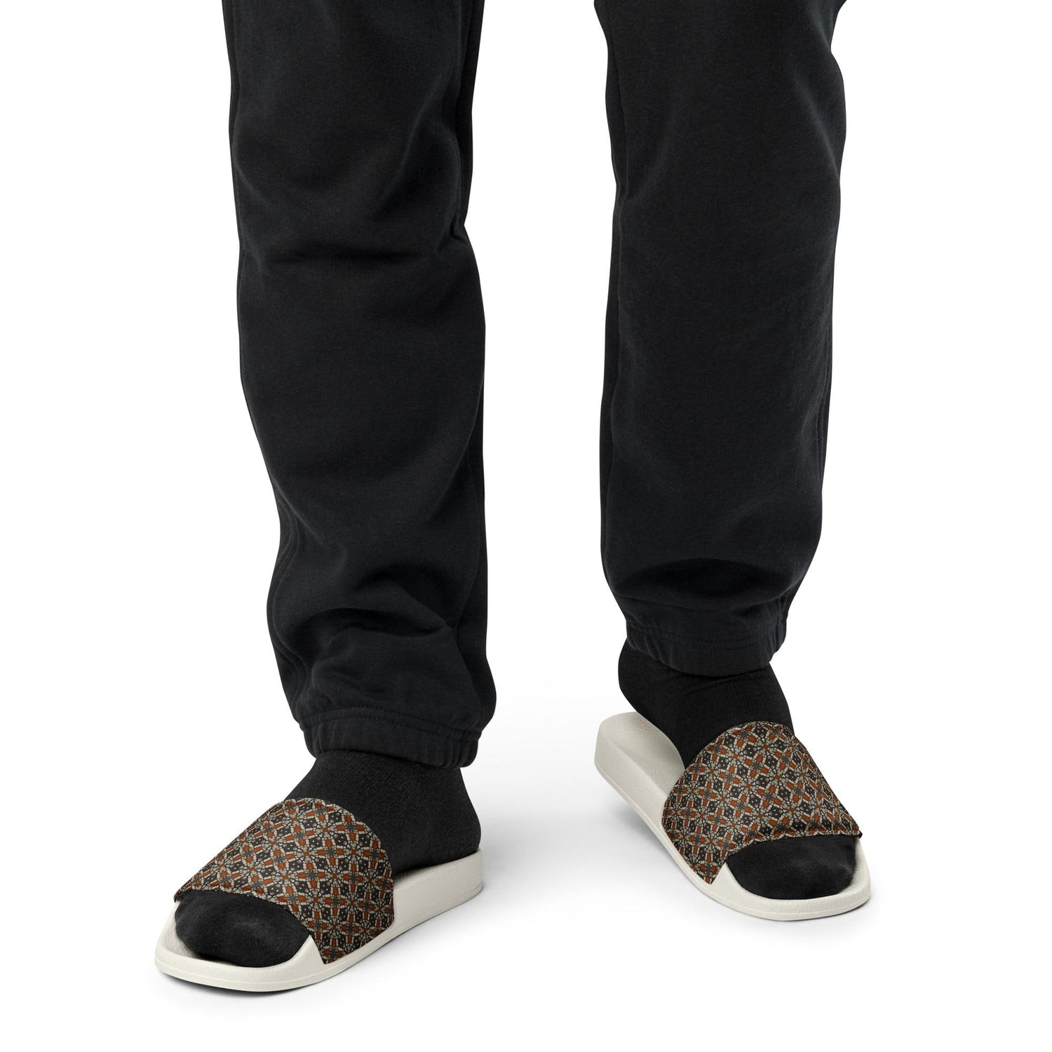 Stylish Geometric Print Men’s Slides – Lightweight Summer House Slippers, Comfortable Indoor/Outdoor Slides for Men