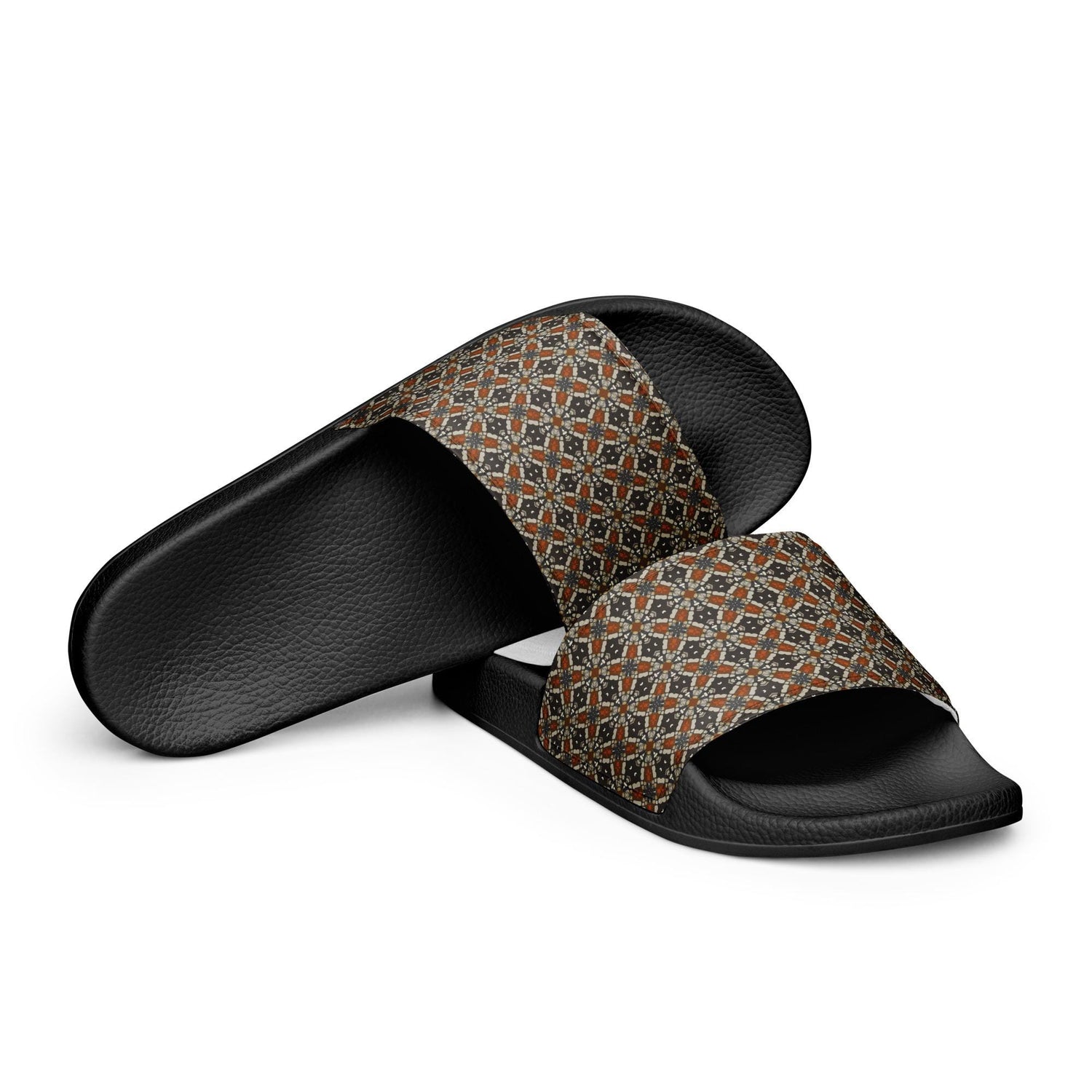 Stylish Geometric Print Men’s Slides – Lightweight Summer House Slippers, Comfortable Indoor/Outdoor Slides for Men