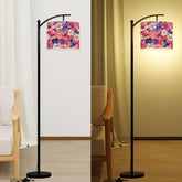Oil Painting Floral AOP Arc Floor Lamp (Made in USA), Modern Home Lighting Decor