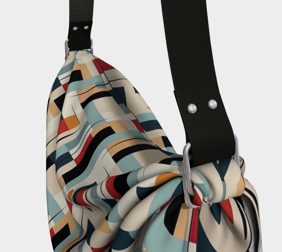 90s Geometric Print Origami Tote Bag – Foldable Reusable – Retro Y2K Pattern Tote – Lightweight Eco-Friendly Summer Bag