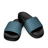 Modern Geometric Blue Slides for Men – Stylish Casual Slide Sandals, Trendy Non-Slip Pool Shoes, Comfortable Summer Slippers