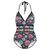 3D Floral Plus Size Bikini – Women’s High-Waisted Swimsuit – Summer Beachwear