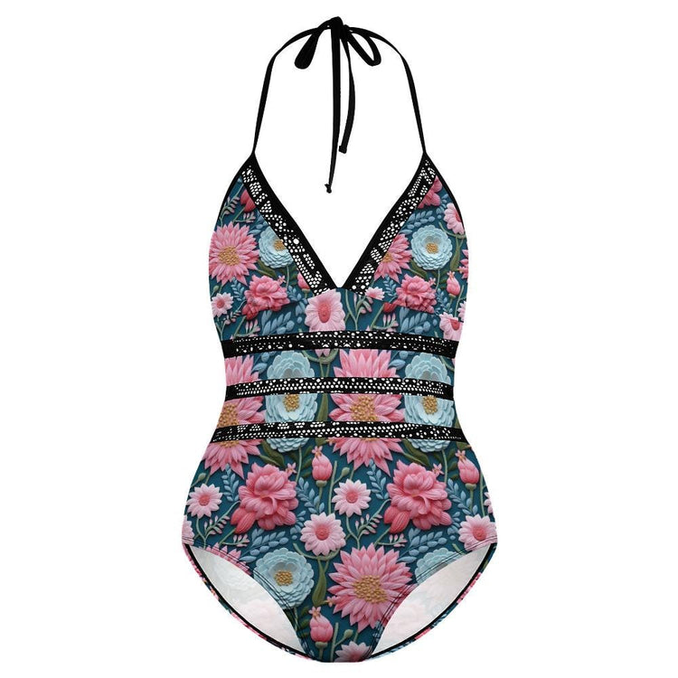 3D Floral Plus Size Bikini – Women’s High-Waisted Swimsuit – Summer Beachwear