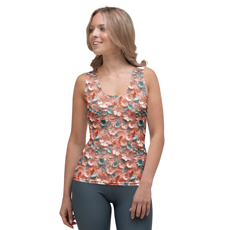 Womens 3D Pastel Spring Floral Sublimation Cut & Sew Tank Top