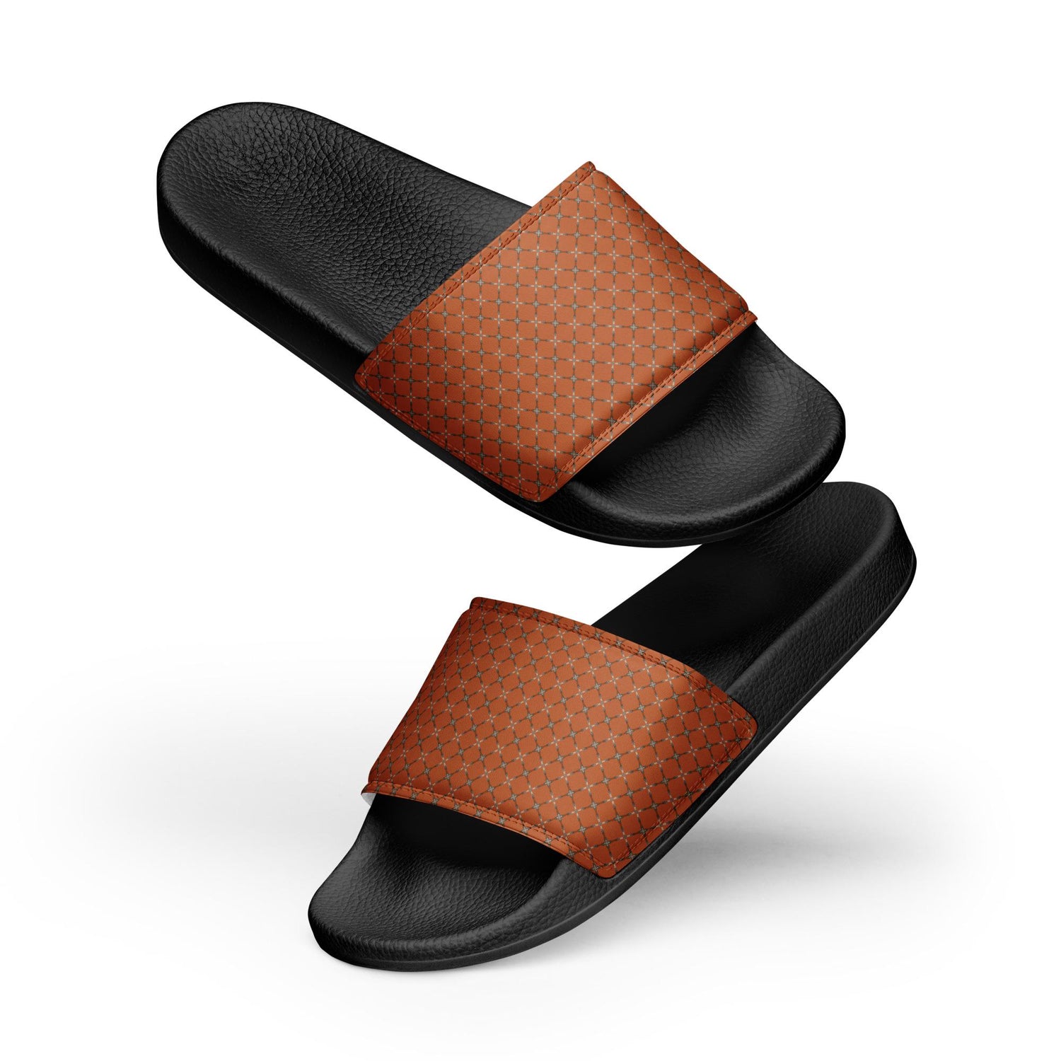Stylish Orange Geometric Men’s Slides – Comfort Meets Bold Design