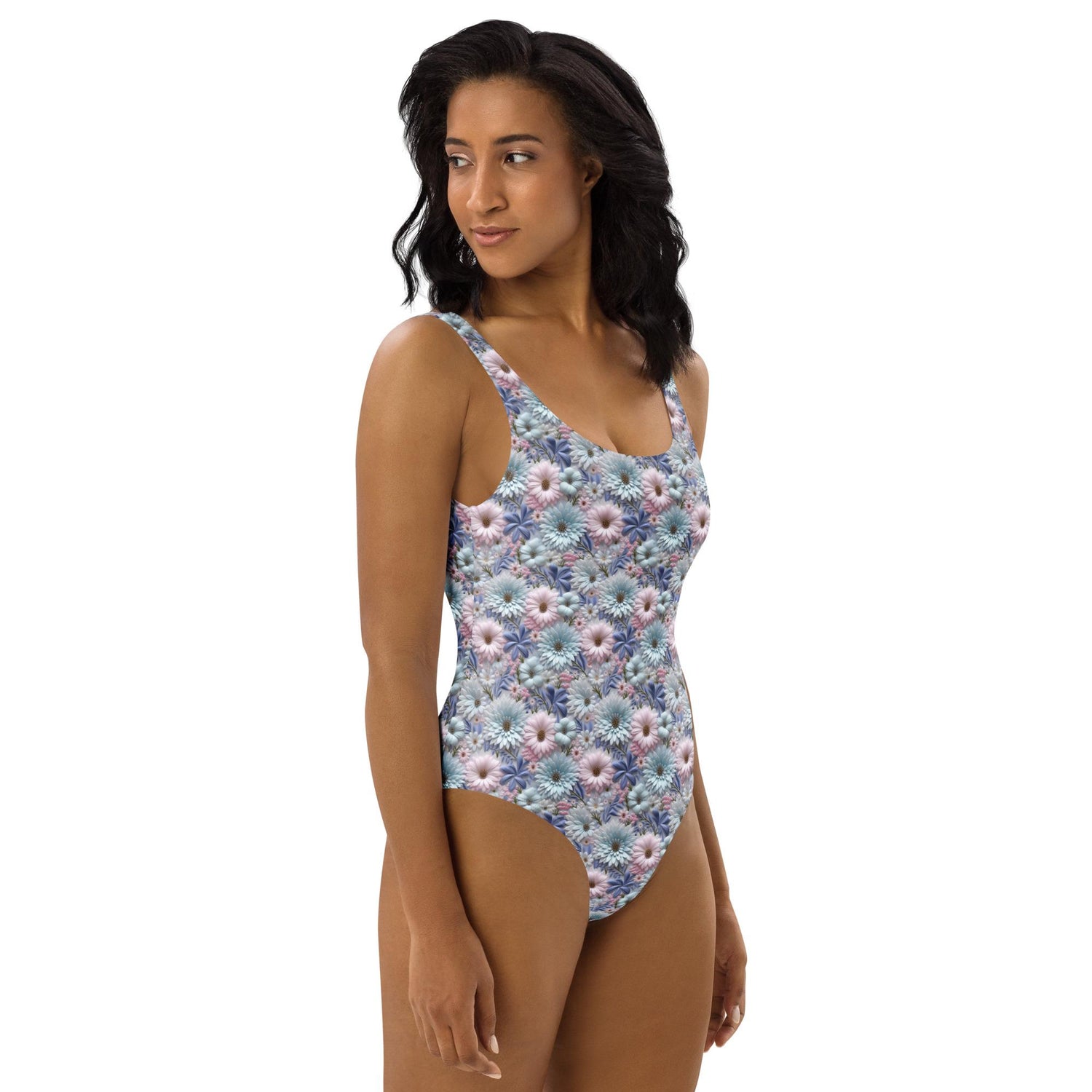 3D Floral One-Piece Swimsuit – All-Over Print Bathing Suit – Women’s Summer Beach Swimsuit – Sexy High-Cut Swimwear – Vacation Swim Suit