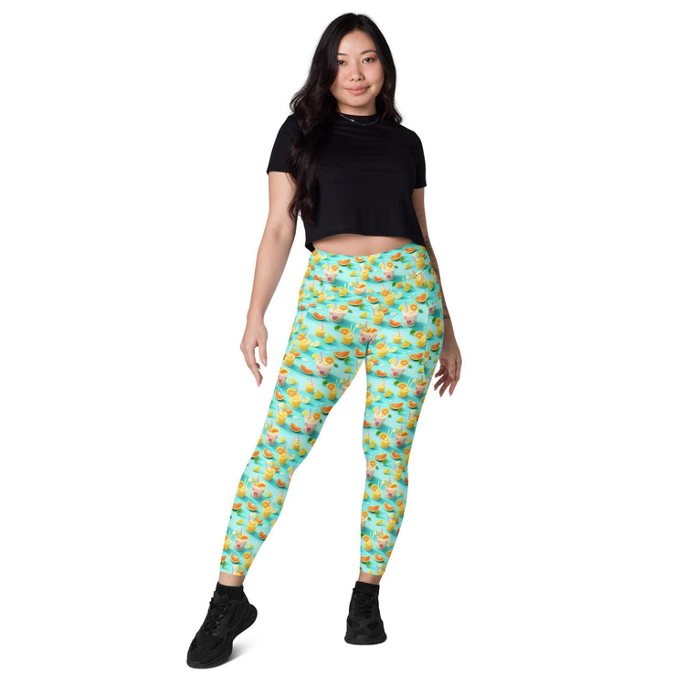 Vibrant Summer Fruity Delight Leggings with Pockets – Fun Printed Yoga Pants, Women&