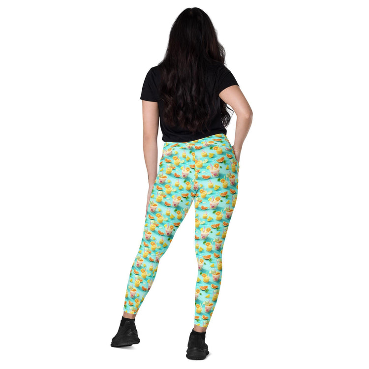 Vibrant Summer Fruity Delight Leggings with Pockets – Fun Printed Yoga Pants, Women&