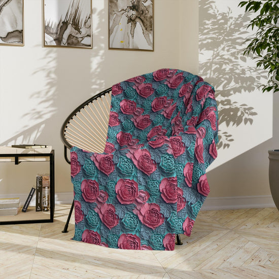 Floral Rose Microfiber Blanket, Cozy Throw, Soft Home Decor, Perfect Gift for Birthdays, Weddings, and Anniversaries