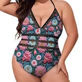 3D Floral Plus Size Bikini – Women’s High-Waisted Swimsuit – Summer Beachwear