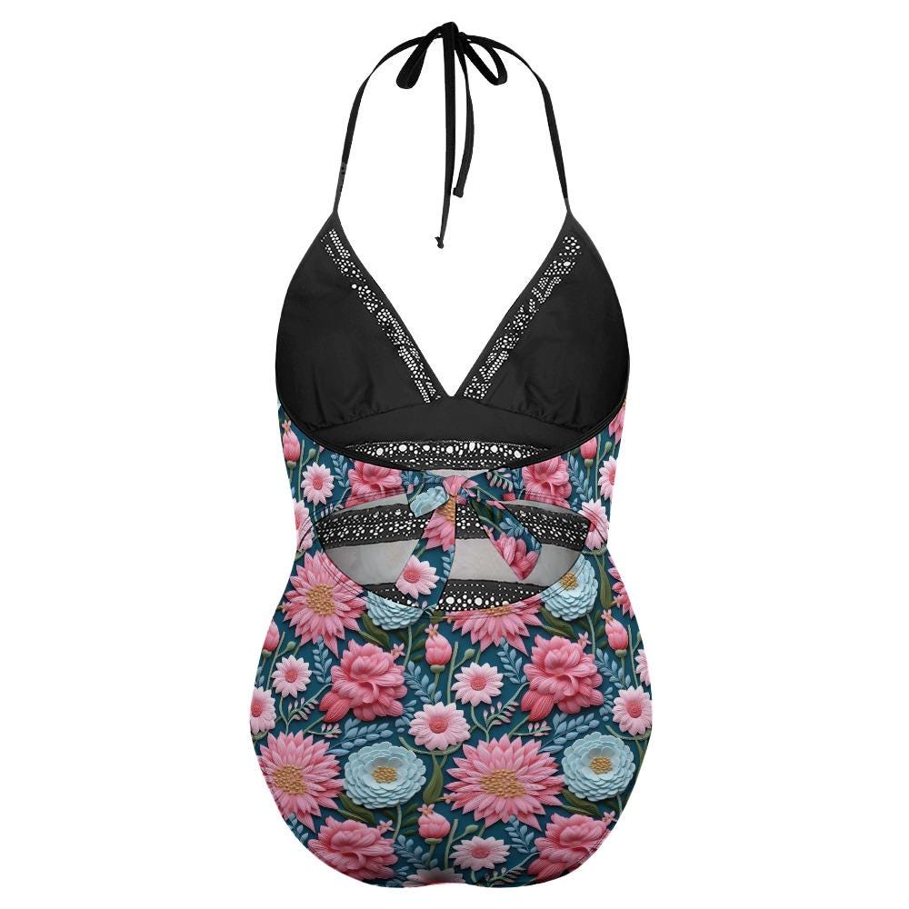 3D Floral Plus Size Bikini – Women’s High-Waisted Swimsuit – Summer Beachwear